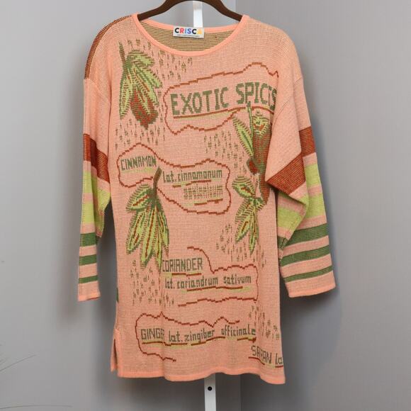 Vintage Crisca Made in Western Germany “Exotic Spices” Graphic Sweater Size 36 - Picture 1 of 7